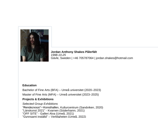 CV screenshot