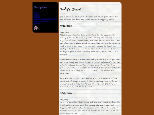 diary screenshot
