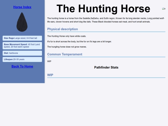 Bestiary/Domestic/HuntingHorse screenshot