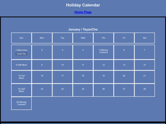 HolidaysAndMyths/HolidaysCalendar screenshot