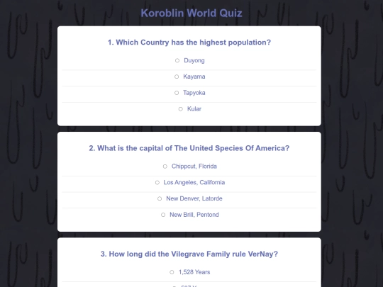 Quiz screenshot