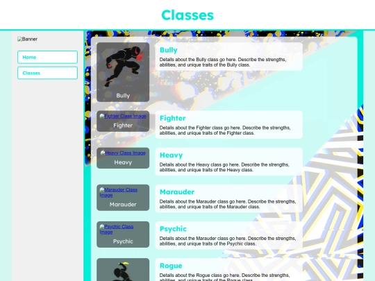 classes screenshot