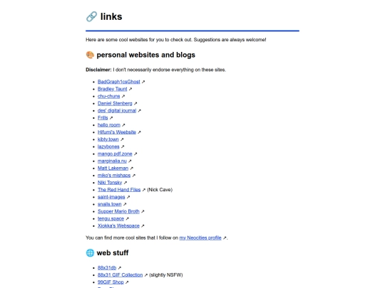 links screenshot