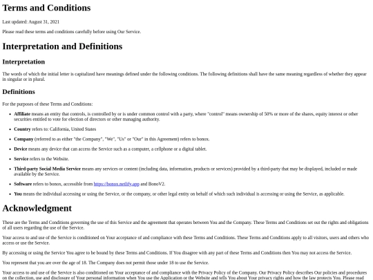 terms screenshot