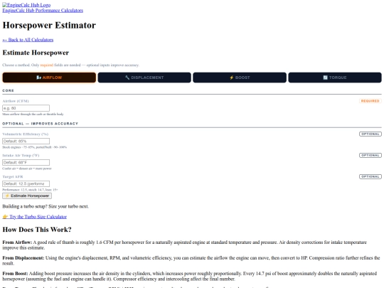 horsepower-estimator screenshot
