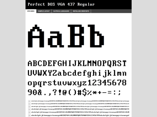 Pixel Font/perfect_dos_vga_437-demo screenshot