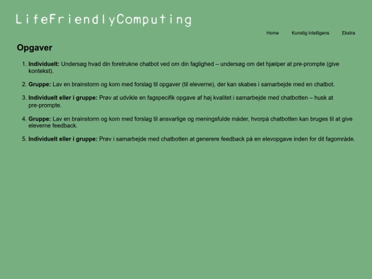 pages/opgaver screenshot