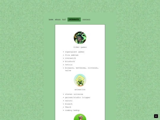 interests screenshot