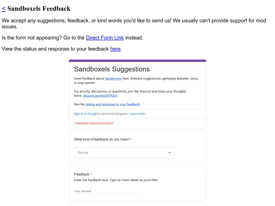 Sandy/feedback screenshot