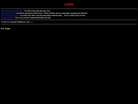 StarfighterWebring/ImperialIntelligenceNet/ImperialIntelligenceLinks screenshot