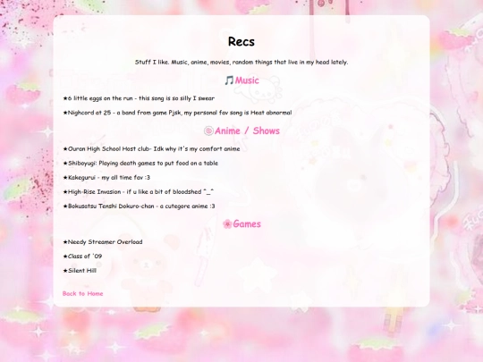 Recomendations screenshot