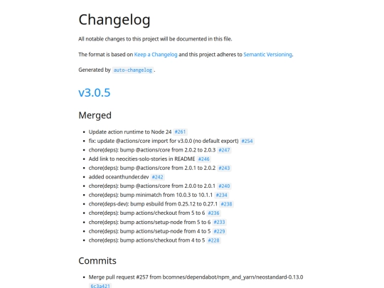 CHANGELOG screenshot