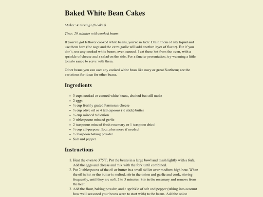 recipes/bakedwhitebeancakes screenshot