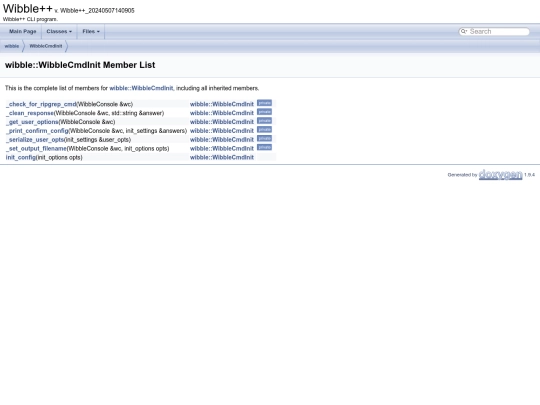 doxygen_manual/classwibble_1_1WibbleCmdInit-members screenshot