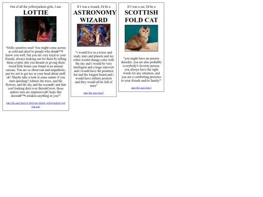 quizzes screenshot