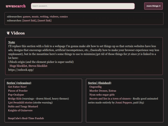 videos screenshot