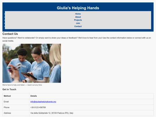 Final Project Assignment/contact screenshot