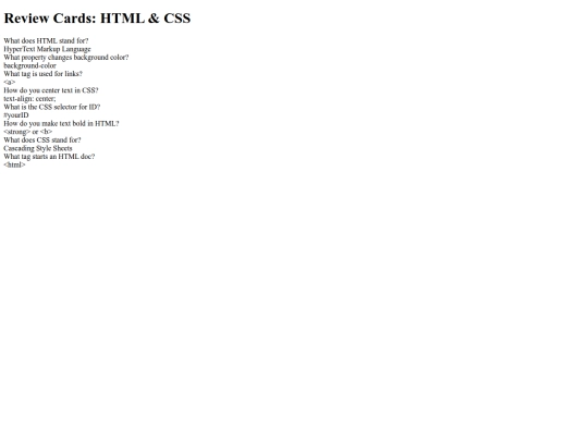 Review Cards Assignment screenshot