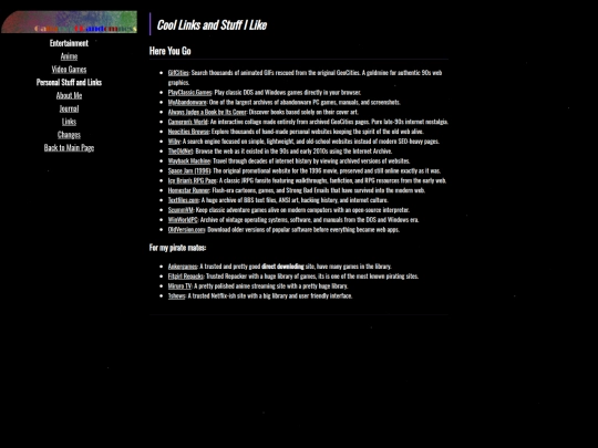 links screenshot