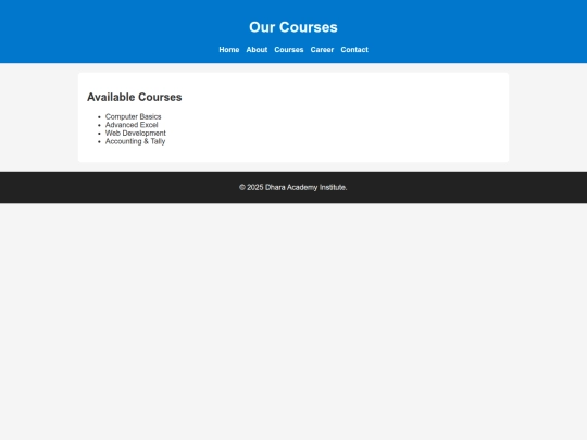 courses screenshot