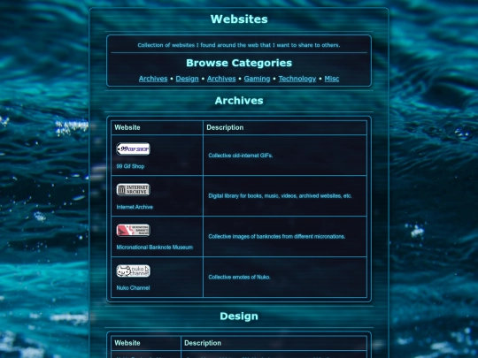 collections/websites screenshot