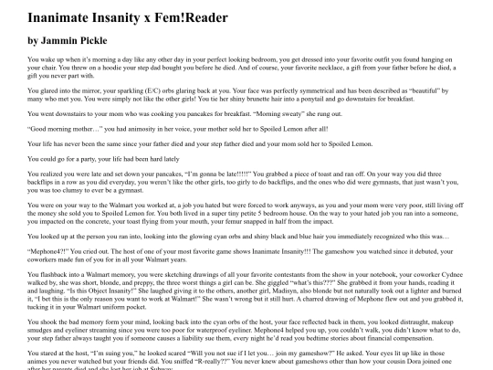 fics/inanimateinsanityxreader screenshot