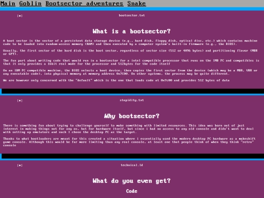 bootsector screenshot
