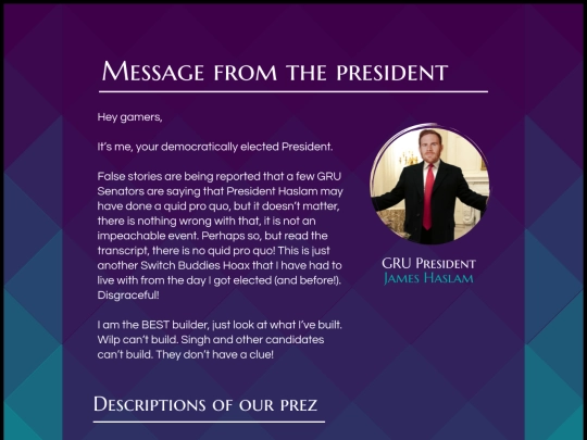 GRU2019/messagefromtheprez screenshot