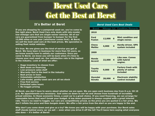 Berst Used Cars screenshot
