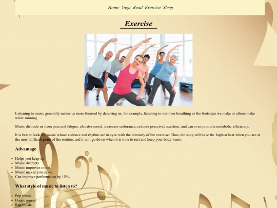 HealthMusic/exercise screenshot
