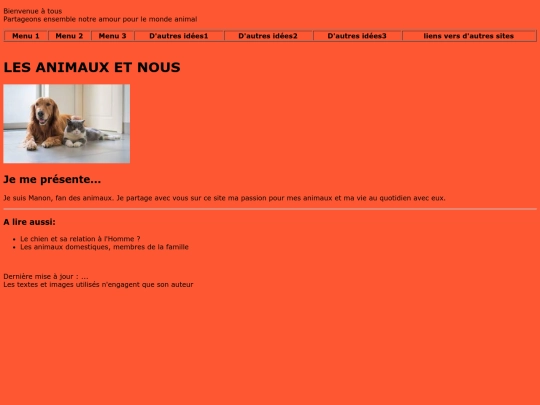Pages web/animaux screenshot