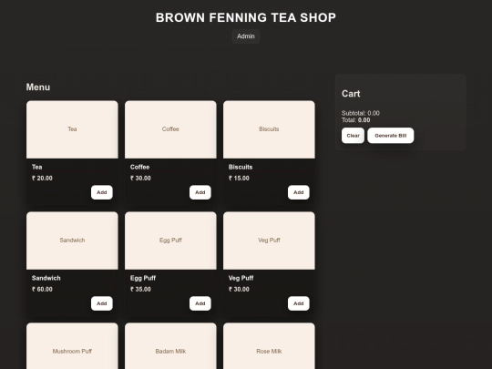 Billing Website screenshot