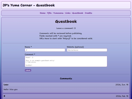 guestbook screenshot