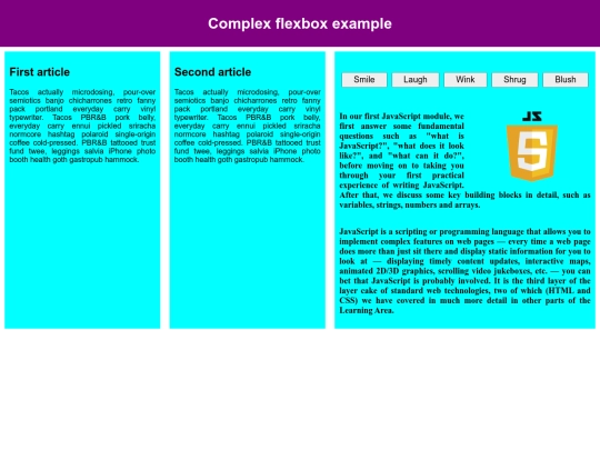 Complex flexbox example/Blush screenshot