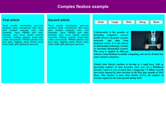 Complex flexbox example/Laught screenshot