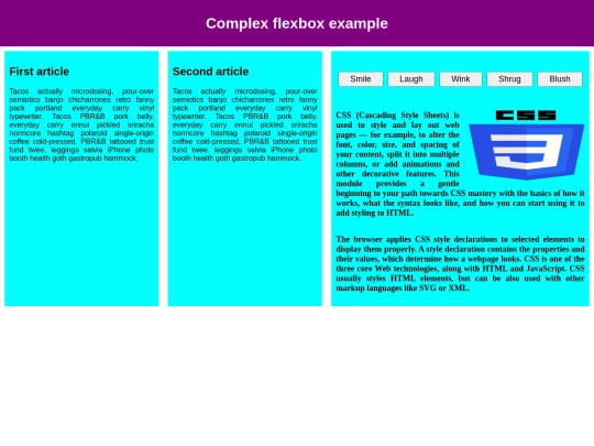 Complex flexbox example/Shrug screenshot