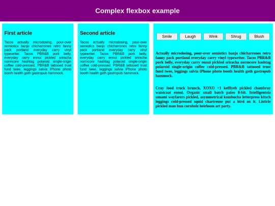 Complex flexbox example/Smile screenshot