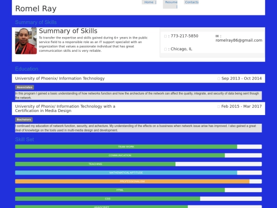 revised resume screenshot