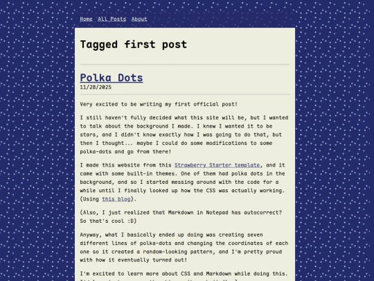 tags/first post screenshot