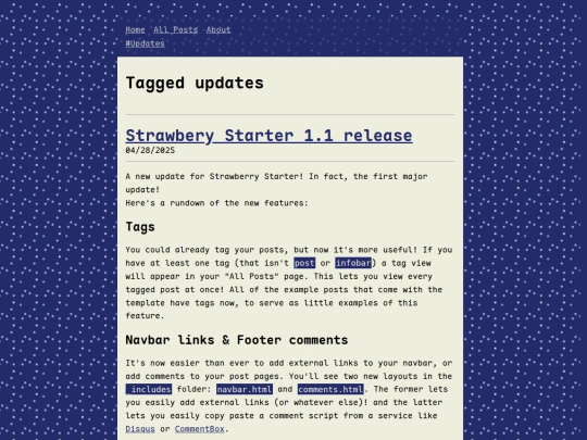 tags/updates screenshot