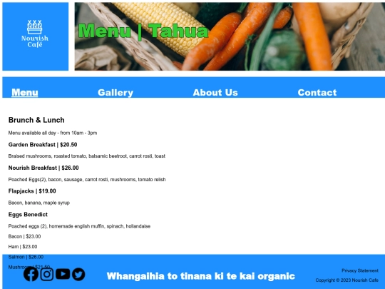 Menu screenshot