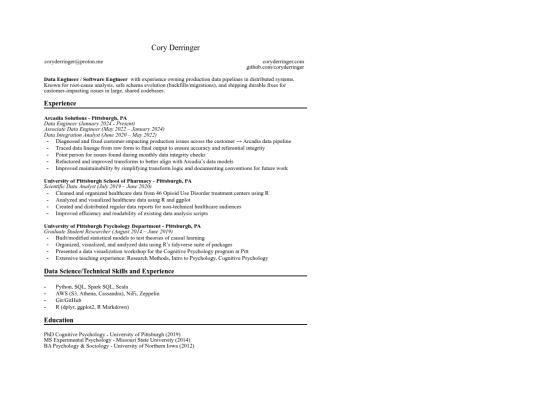 resume screenshot