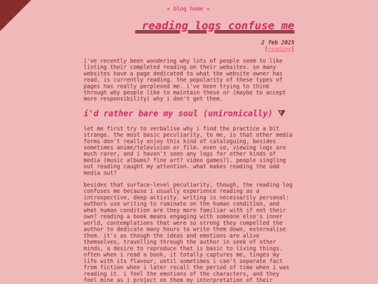 blog/readinglogs screenshot