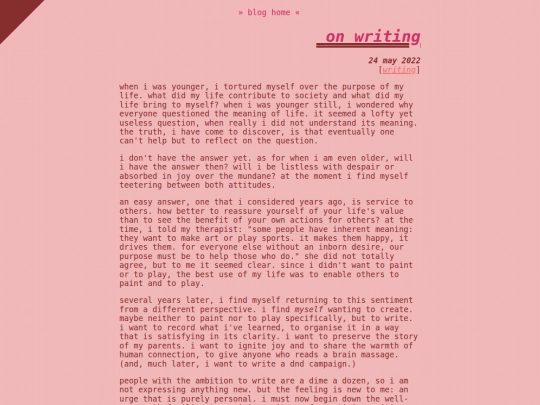 blog/writing screenshot