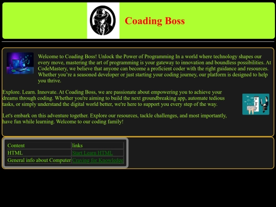 Coading Boss/home page screenshot