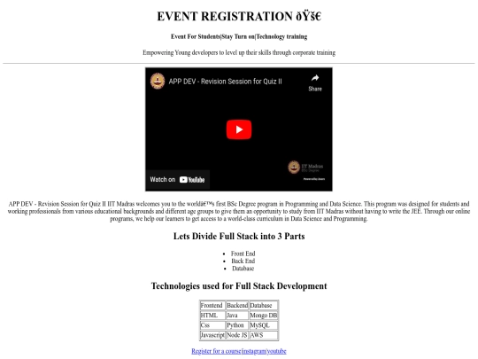 Event registration/web2 screenshot
