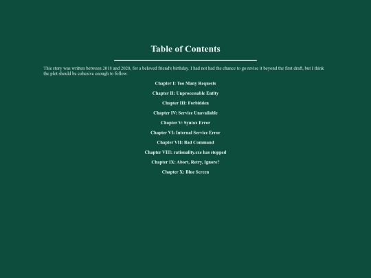 Table of Contents (Novellas)/ToCSingularity screenshot