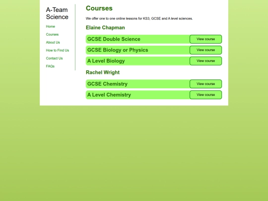 courses screenshot