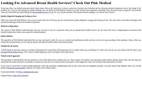 LookingForAdvancedBreastHealthServicesCheckOutPinkMedical screenshot