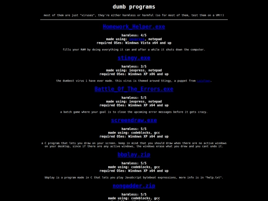 dumb/programs screenshot
